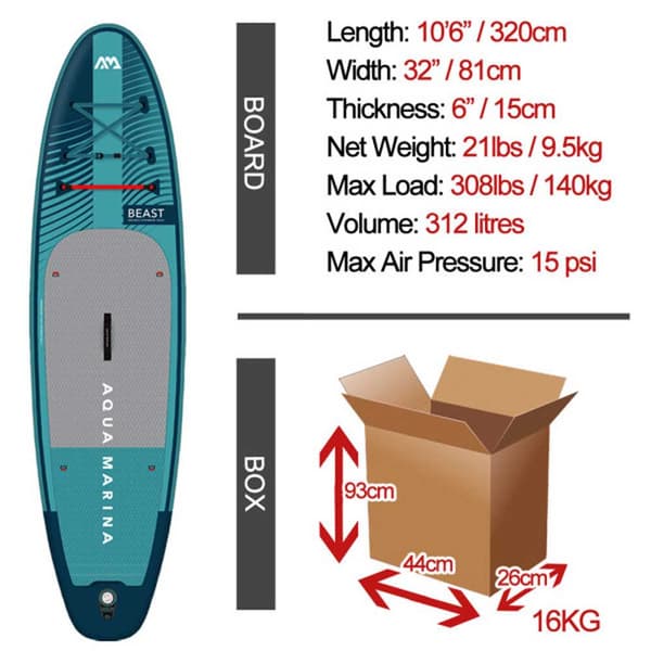 Aqua Marina Paddla Surf Set Beast 10´6´´ Blå 320 cm / 81 cm