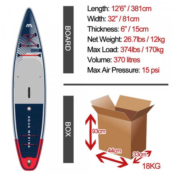 Aqua Marina Paddle Surf Sæt Hyper 12´6´´ Søvfarvet 381 cm / 81 cm