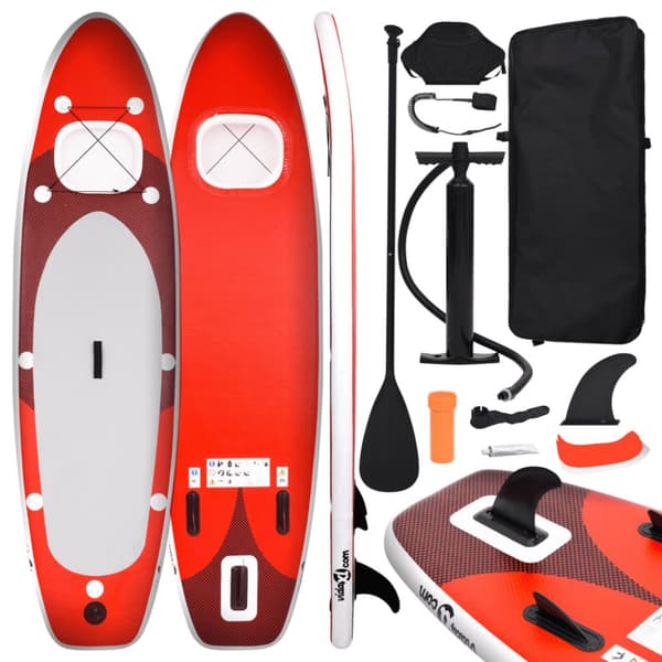 oppusteligt paddleboardsæt 330x76x10 cm rød