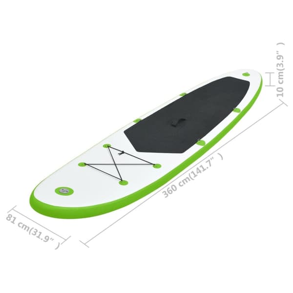 oppusteligt paddleboard grøn og hvid