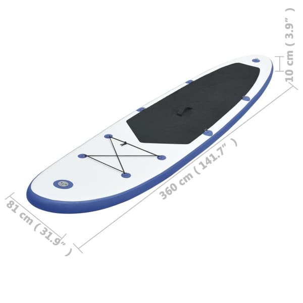 SUP surfingbräda uppblåsbar blå och vit