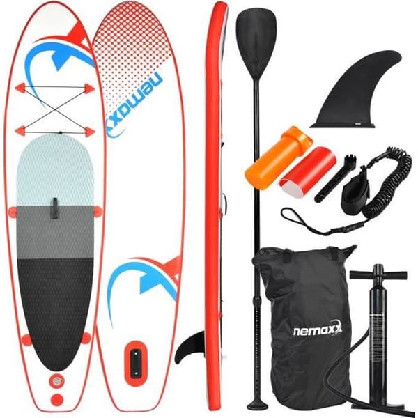 Stand Up Paddle Board Uppblåsbar kajak Röd/Blå 305x76x10cm SUP Surfboard Maximal belastning 100kg Båt Surfdoard Set