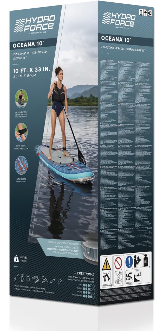 Hydro-Force Oceana 2-i-1 SUP Paddleboard og Kajak-sæt 305 cm