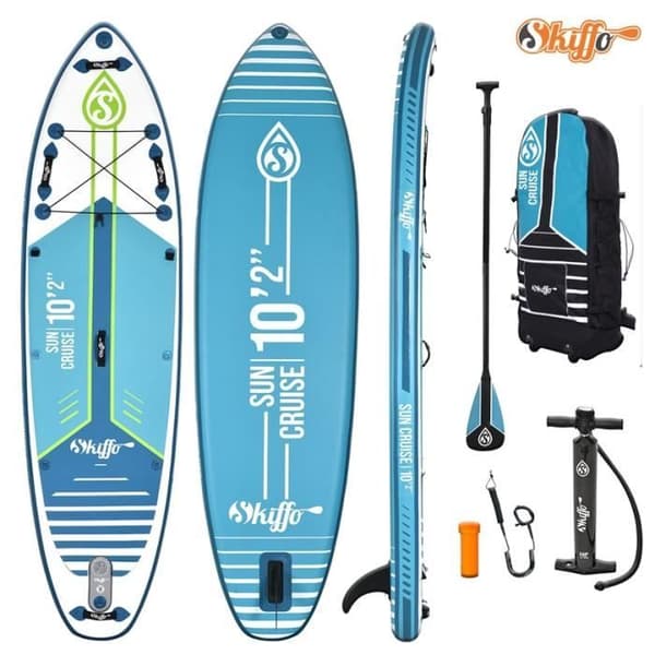 SKIFFO SUNCRUISE 10'2" Uppblåsbar Stand Up Paddle - Ride &amp; Waves - Fused Double Layer - 282L