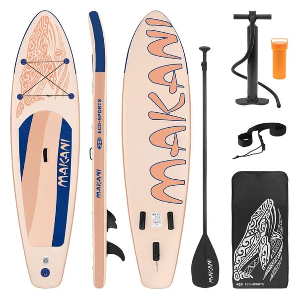 ECD Germany Puhallettava Stand Up Paddle Board Makani | 320 x 80 x 15 cm | Aprikoosi | PVC | jopa 120kg | Pumpun kantolaukku | Lisävarusteet | SUP