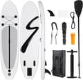 Miniatyrbild 1 av 2: Uppblåsbar Stand Up Paddle Board, Halkfri Däck, Kompletta Tillbehör, 10 x 30,3 x 6,1 tum,enkelskikt vit