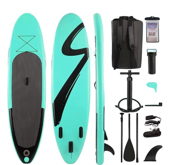 Ilmatäytteinen Stand Up Paddle Board, Liukumaton kansi, Täydelliset tarvikkeet, 10 x 30,3 x 6,1 tuumaa,yksikerroksinen vihreä
