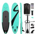 Miniatyrbillede 1 af 2: Oppustelig Stand Up Paddle Board, Justerbart Paddle, To-vejs Pumpe, 3 Finne,enkelt lag grøn