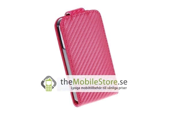 Carbon Fiber mobilväska till Apple iPhone 4S / 4 (Magenta)