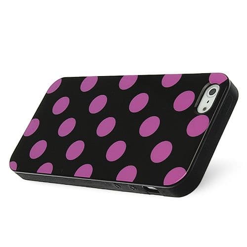 FlexiCase Skal till Apple iPhone 5/5S/SE - Polkadots (Svart/LIla)