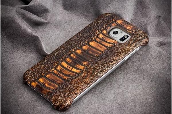 Qialino Äkta Läder BaksideSkal till Samsung Galaxy S6 - Brun