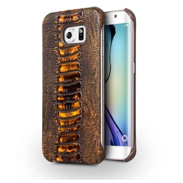 Qialino Äkta Läder BaksideSkal till Samsung Galaxy S6 - Brun