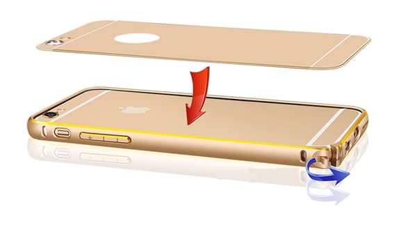 JFX Metallbumper-skal till iPhone 6 /6S (Rose gold - Gold)