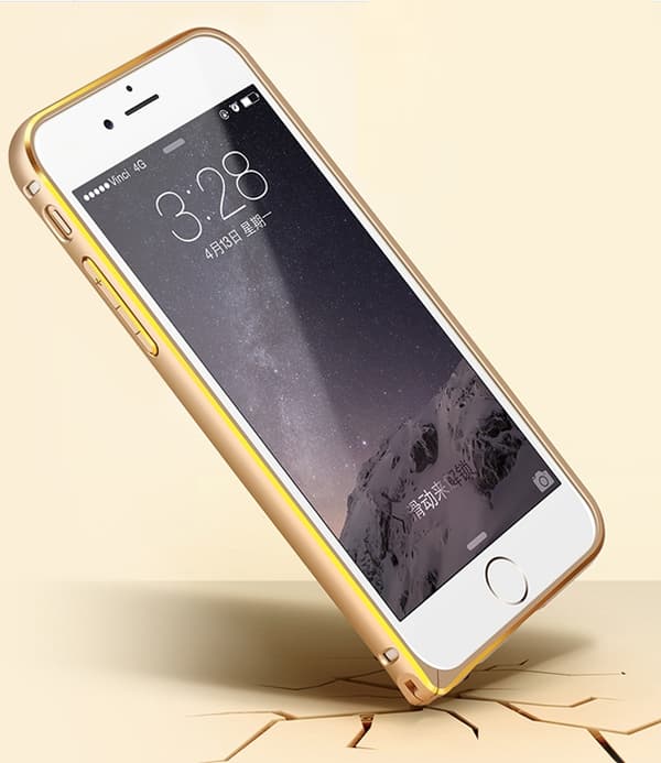 JFX Metallbumper-skal till iPhone 6 /6S (Rose gold - Gold)