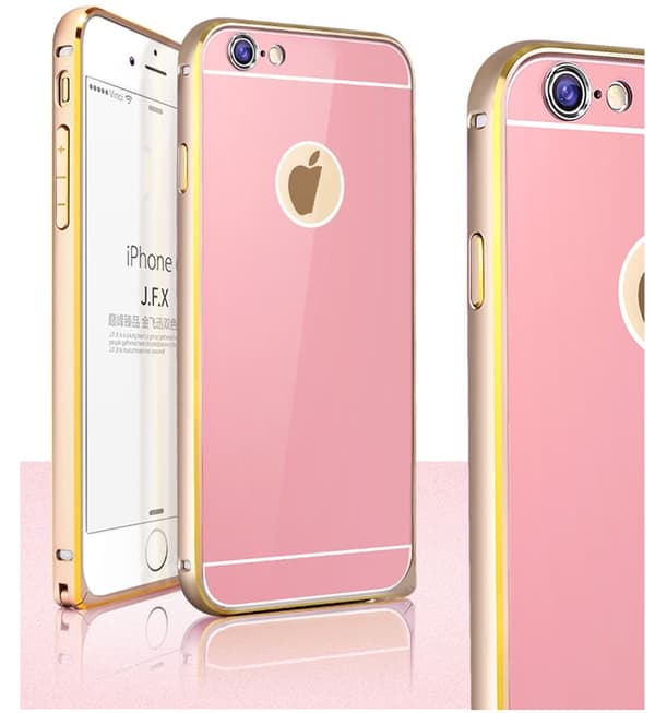 JFX Metallbumper-skal till iPhone 6 /6S (Rose gold - Gold)