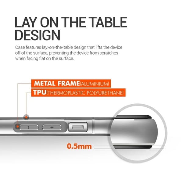 Verus Iron Shield Aluminum Metal Frame Skal till Apple iPhone 6(S) Plus (Silver)