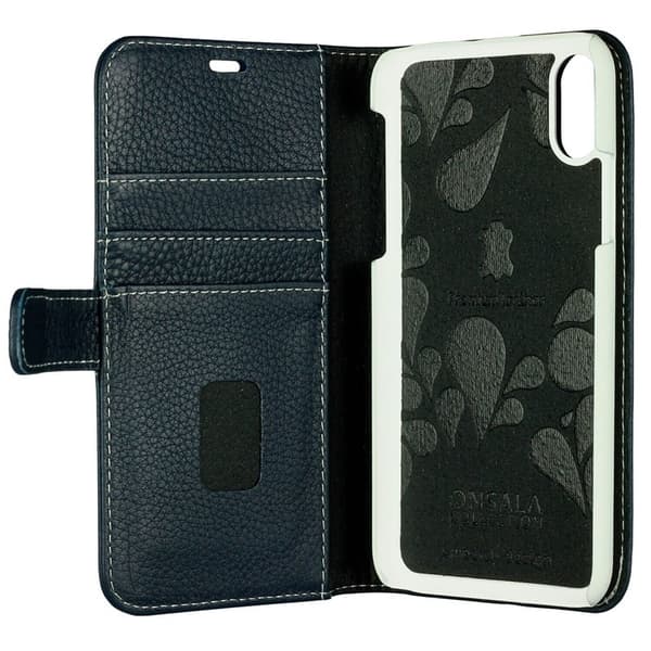 Onsala Collection äkta läder Plånboksfodral iPhone XS / X - Marinblå