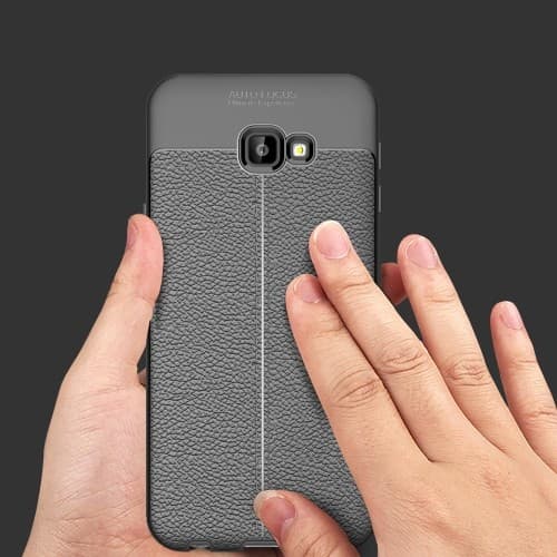 Litchi Skal till Samsung Galaxy J4 Plus - Svart