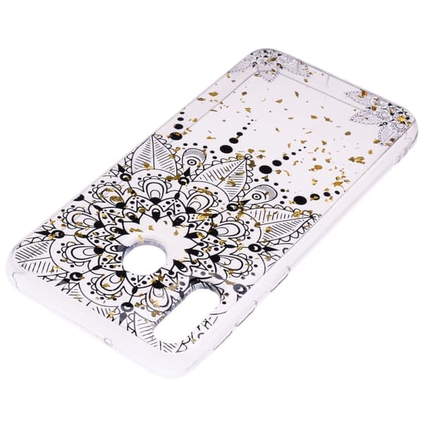 Glitter Mobilskal till Samsung Galaxy A40 - Black Flower