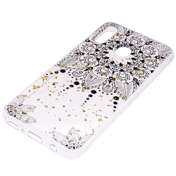 Glitter Mobilskal till Samsung Galaxy A40 - Black Flower
