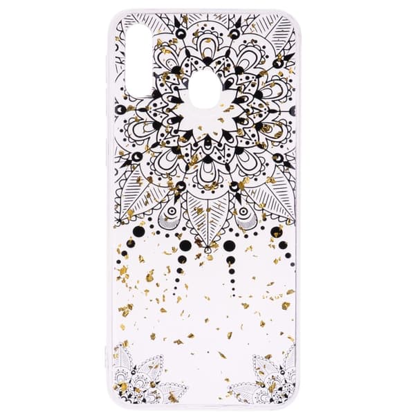 Glitter Mobilskal till Samsung Galaxy A40 - Black Flower