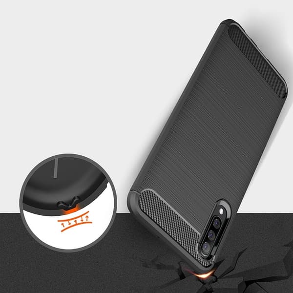 Carbon Brushed Mobilskal till Samsung Galaxy A70 - Svart