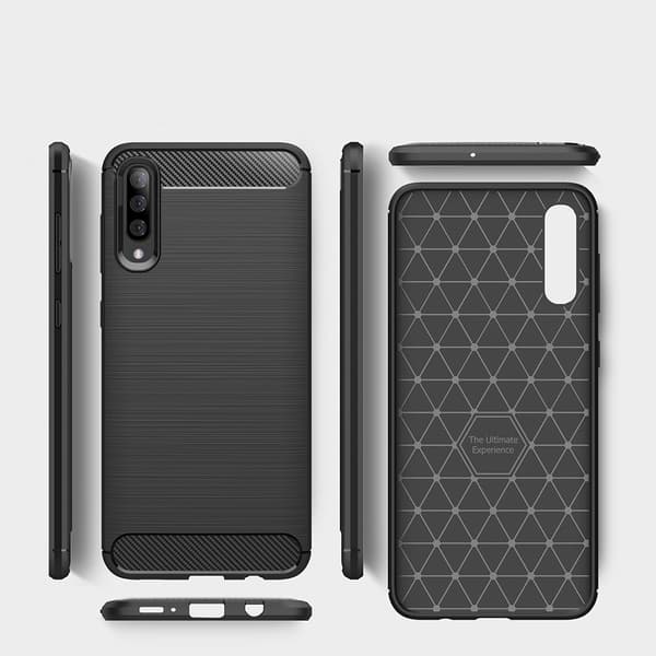 Carbon Brushed Mobilskal till Samsung Galaxy A70 - Svart
