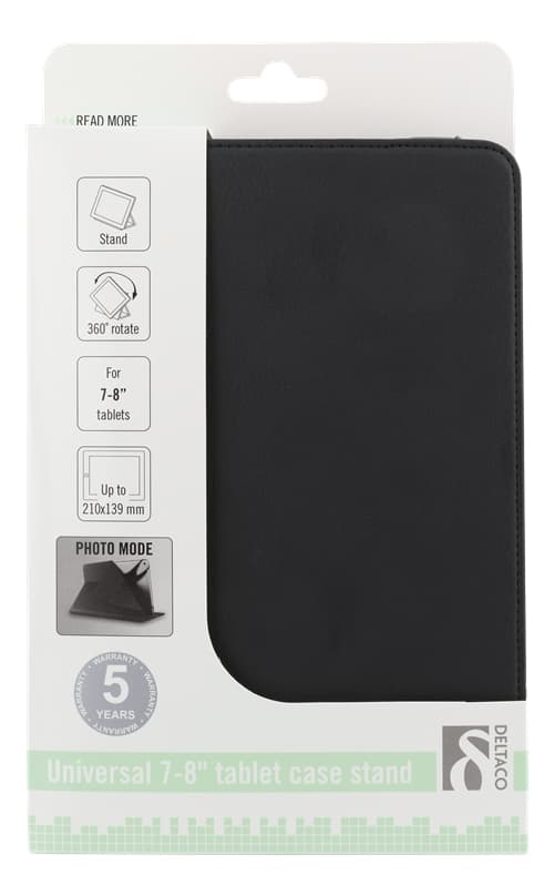 DELTACO Universal tablet fodral, 7/8" - svart