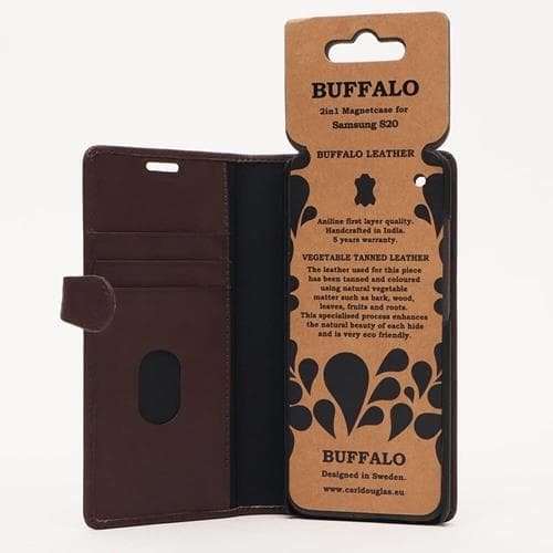 BUFFALO äkta läder Plånboksväska Samsung S20 - Brun