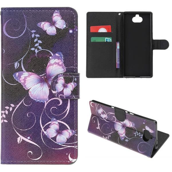 Plånboksfodral Sony Xperia 10 Plus - Lila med Fjärilar
