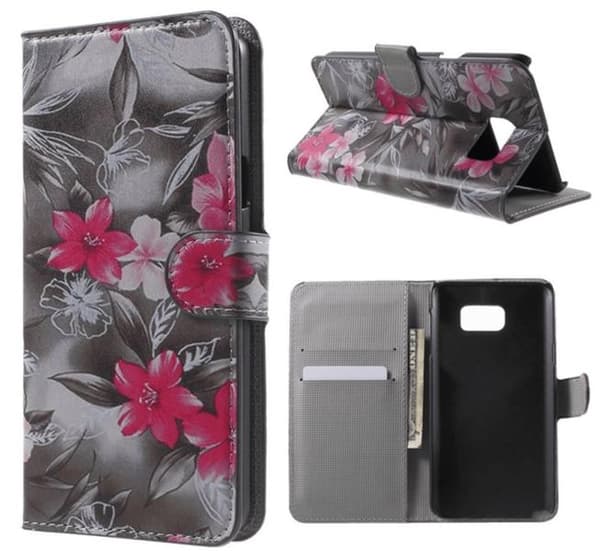 Plånboksfodral Samsung Galaxy Note 5 - Svartvit med Blommor
