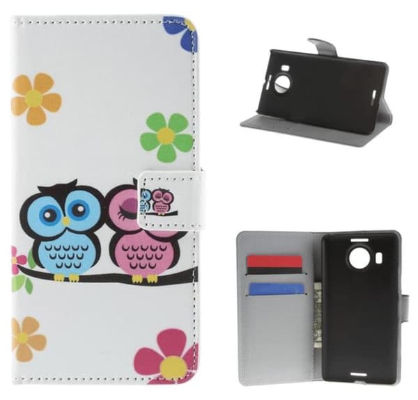 Plånboksfodral Microsoft Lumia 950 XL - Ugglor & Blommor