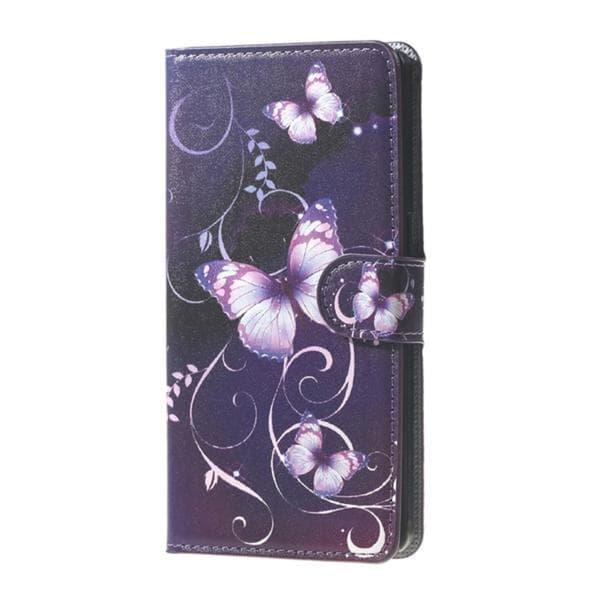 Plånboksfodral Sony Xperia M5 - Lila med Fjärilar