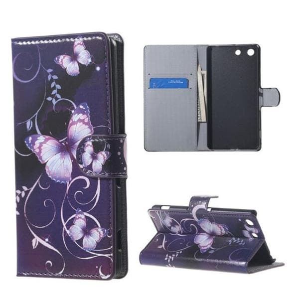 Plånboksfodral Sony Xperia M5 - Lila med Fjärilar