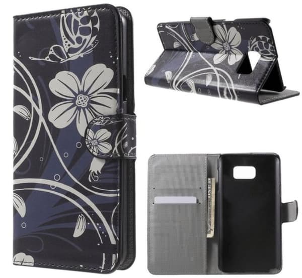 Plånboksfodral Samsung Galaxy Note 5 - Svart med Blommor