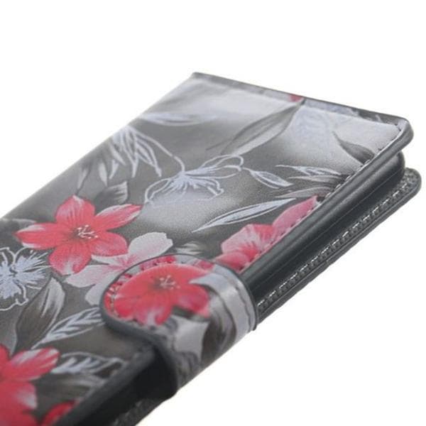 Plånboksfodral Sony Xperia M5 - Svartvit med Blommor