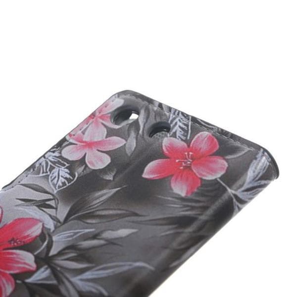Plånboksfodral Sony Xperia M5 - Svartvit med Blommor