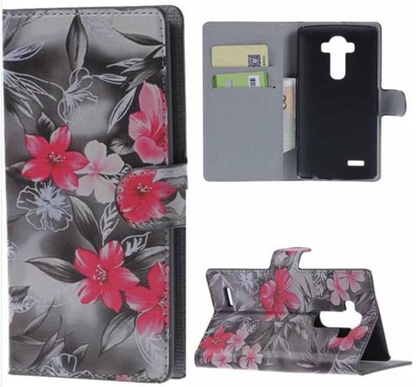 Plånboksfodral LG G4 - Svartvit  med Blommor