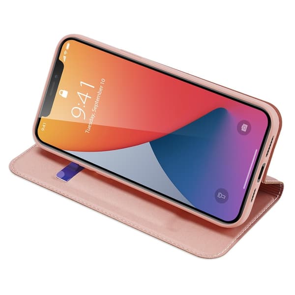 Dux Ducis PU Läder Plånboksfodral iPhone 12 Pro Max - Rose Gold