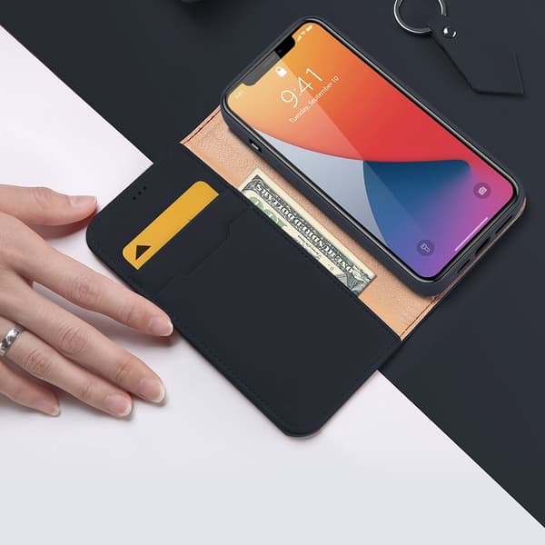 DUX DUCIS Äkta Läder Plånboksfodral iPhone 12 Pro Max - Blå
