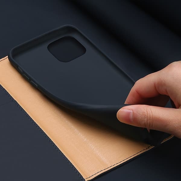 DUX DUCIS Äkta Läder Plånboksfodral iPhone 12 Pro Max - Blå