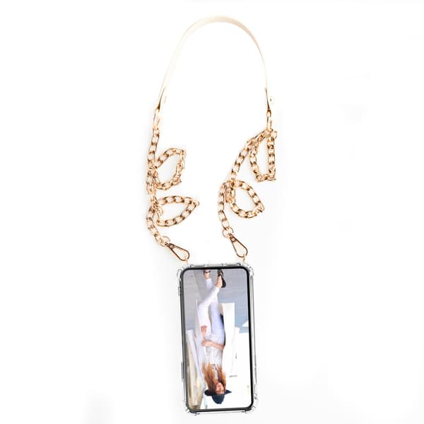 Boom iPhone 12 & 12 Pro skal med mobilhalsband- Chain Pink
