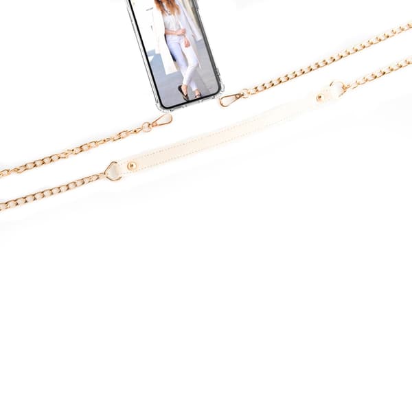 Boom iPhone 12 & 12 Pro skal med mobilhalsband- Chain Pink