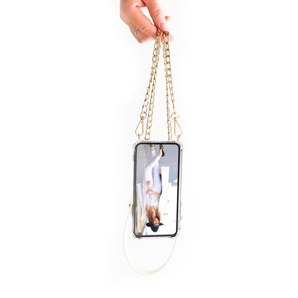 Boom iPhone 12 & 12 Pro skal med mobilhalsband- Chain Pink