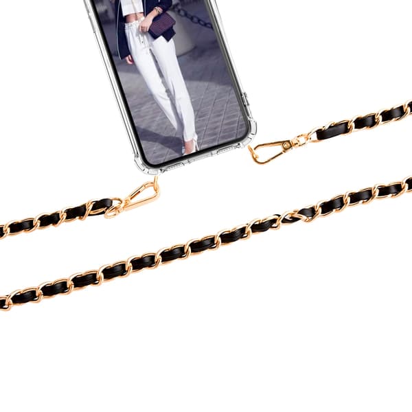 Boom iPhone 12 & 12 Pro skal med mobilhalsband- Chain Pink