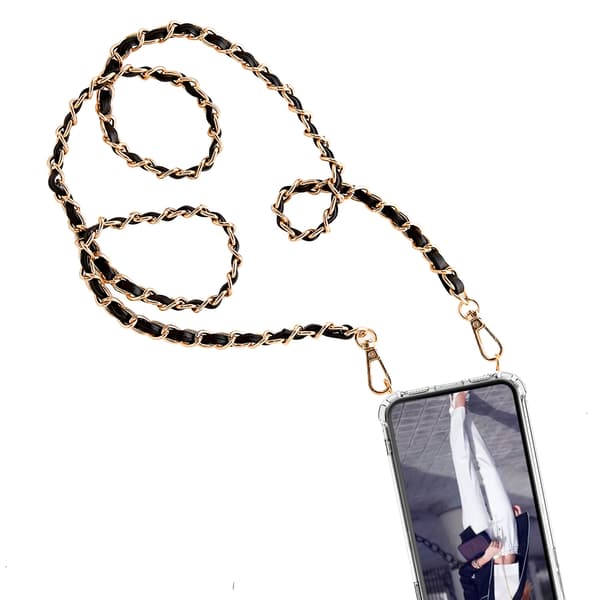 Boom iPhone 12 & 12 Pro skal med mobilhalsband- Chain Pink