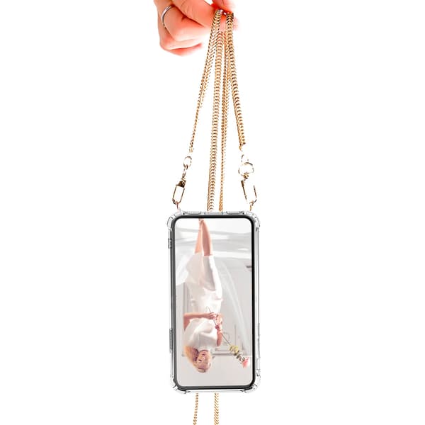 Boom iPhone 12 & 12 Pro skal med mobilhalsband- Chain Pink