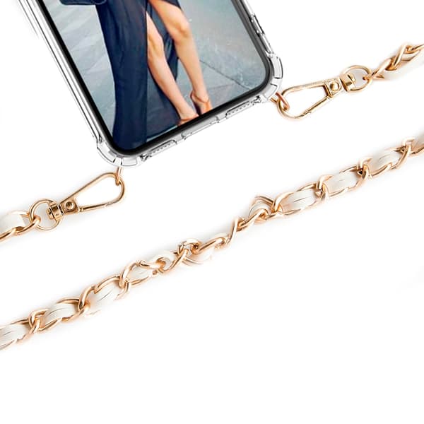 Boom iPhone 12 & 12 Pro skal med mobilhalsband- Chain Pink