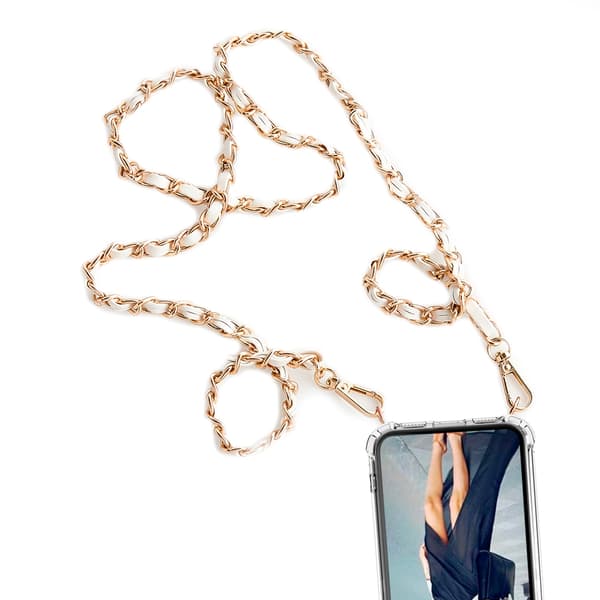Boom iPhone 12 & 12 Pro skal med mobilhalsband- Chain Pink