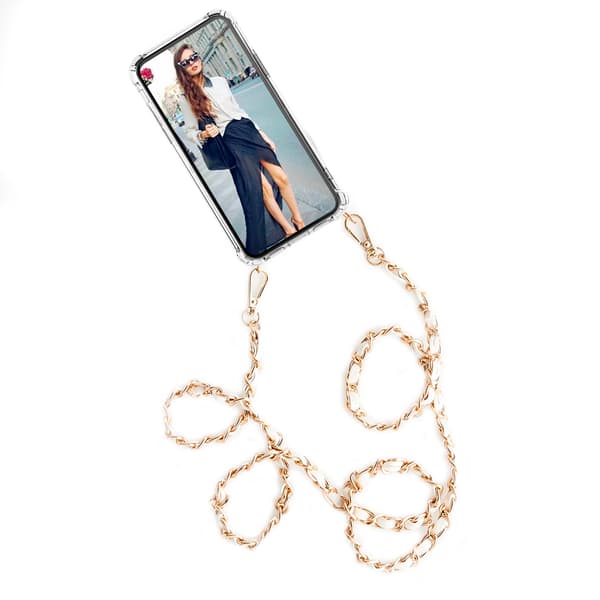Boom iPhone 12 & 12 Pro skal med mobilhalsband- Chain Pink